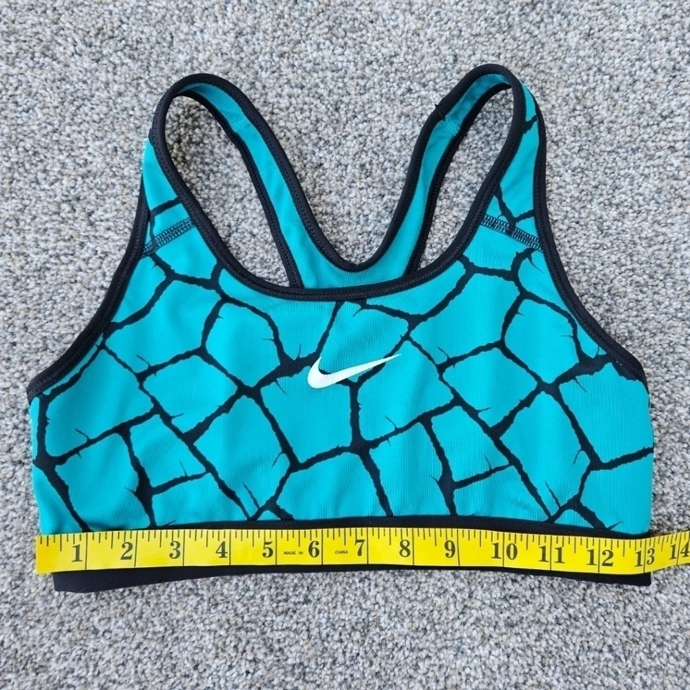 Nike Pro DRI-FIT Black & Emerald Green Snake Crackle Sports Bra Top Size Medium